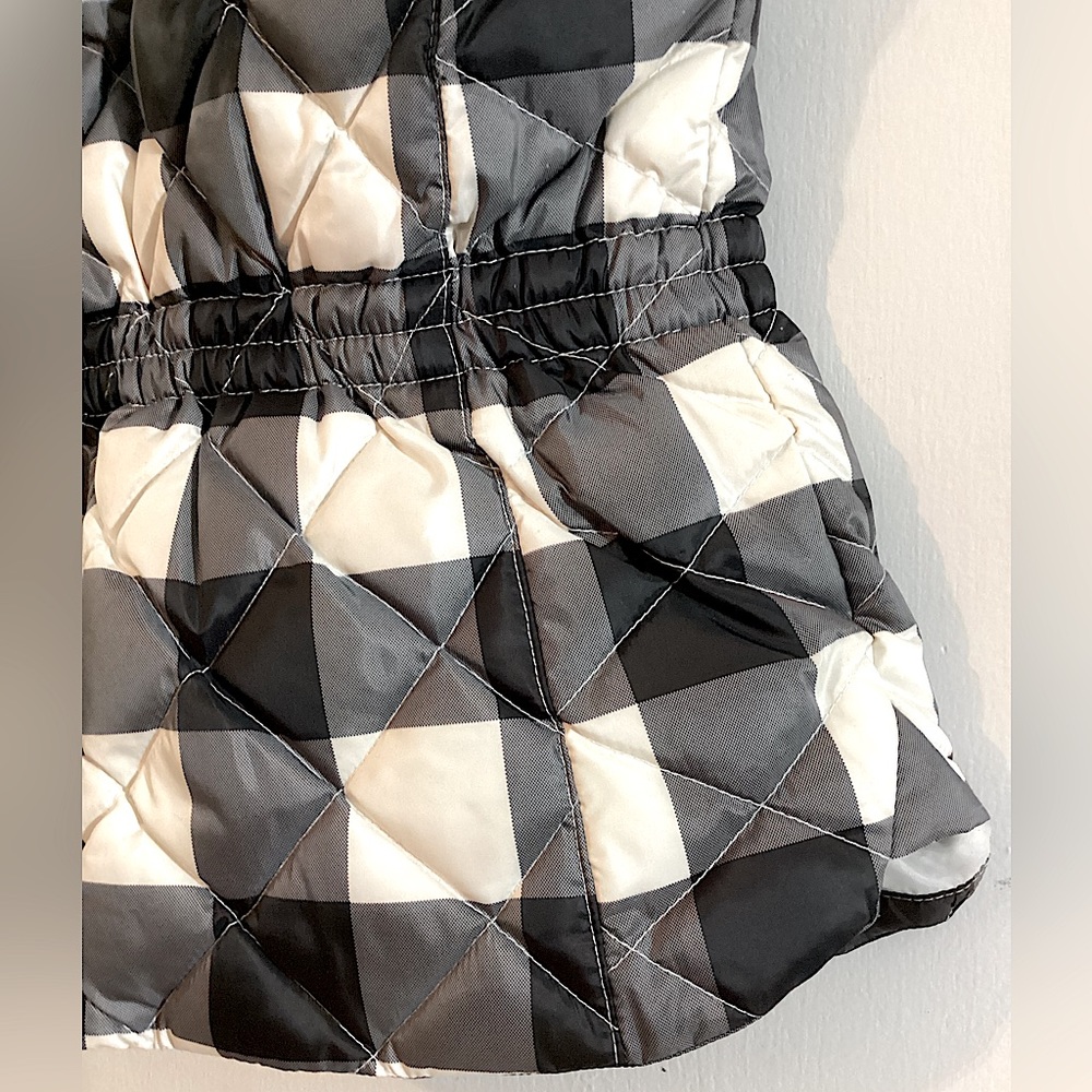 New Talbots Down Quilted Vest Black Grey White Large Buffalo Plaid Puffer XS - Picture 9 of 16